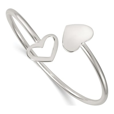 Sterling Silver Double Heart Cuff Bracelet