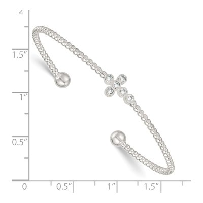 Sterling Silver CZ Cross Cuff Bracelet – view 4