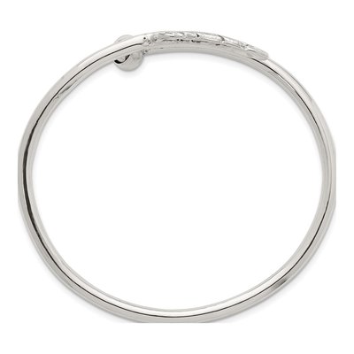 Sterling Silver Feather Bypass Cuff Bracelet – view 3