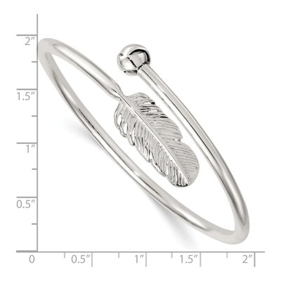 Sterling Silver Feather Bypass Cuff Bracelet – view 4