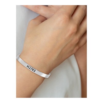 Sterling Silver Faith Enamel Cuff Bracelet – view 5