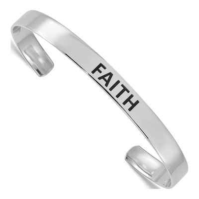 Sterling Silver Faith Enamel Cuff Bracelet