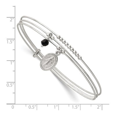 Sterling Silver Miraculous Medal Triple Bangle Bracelet – view 4