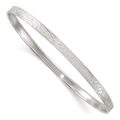 Sterling Silver Floral Vine Slip-On Bangle Bracelet