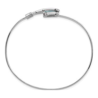 Sterling Silver Larimar Cabochon Flexible Bangle Bracelet – view 3