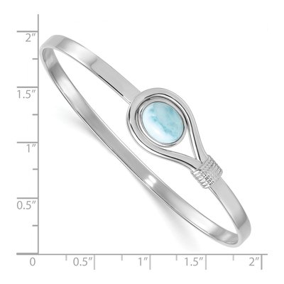 Sterling Silver Larimar Cabochon Flexible Bangle Bracelet – view 4
