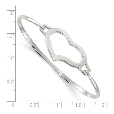Sterling Silver Open Heart Bangle Bracelet – view 4