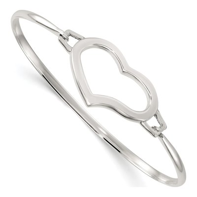 Sterling Silver Open Heart Bangle Bracelet
