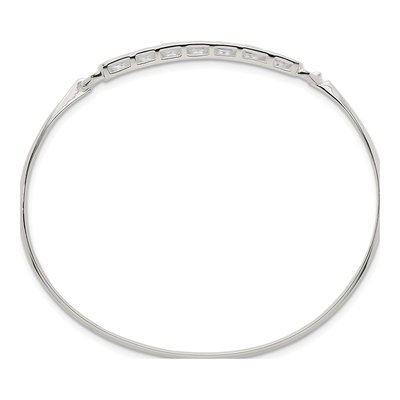 Sterling Silver CZ Bar Bangle Bracelet – view 3
