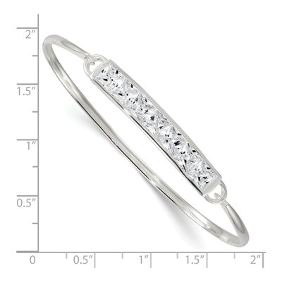 Sterling Silver CZ Bar Bangle Bracelet – view 4