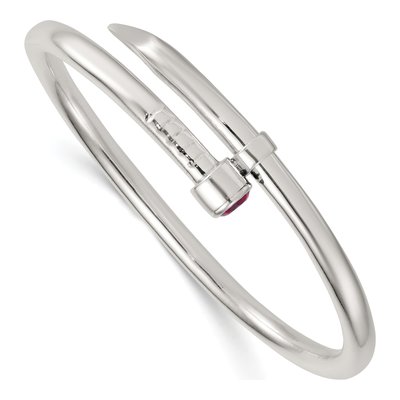 Sterling Silver CZ Expandable Bangle Bracelet – view 4