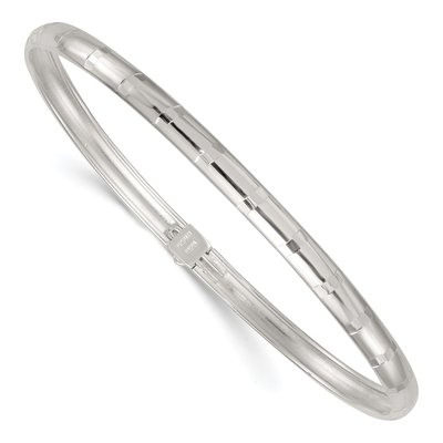 Sterling Silver Diamond-Cut Flexible Bangle Bracelet