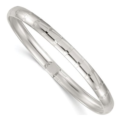 Sterling Silver Diamond-Cut Flexible Bangle Bracelet
