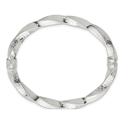 Sterling Silver Greek Key Twisted Bangle Bracelet – view 3