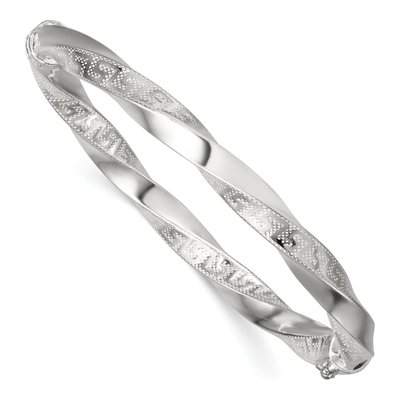 Sterling Silver Greek Key Twisted Bangle Bracelet