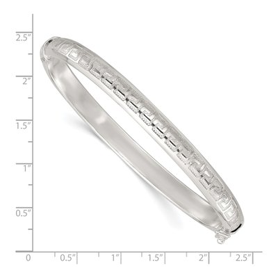 Sterling Silver Greek Key Hinged Bangle Bracelet – view 4