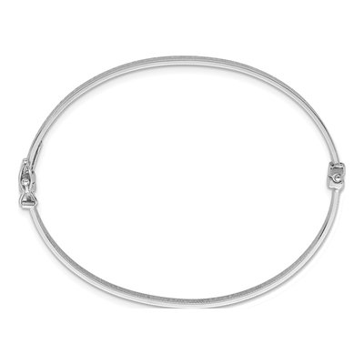 Sterling Silver Greek Key Hinged Bangle Bracelet – view 3