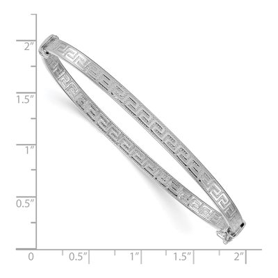 Sterling Silver Greek Key Hinged Bangle Bracelet – view 4
