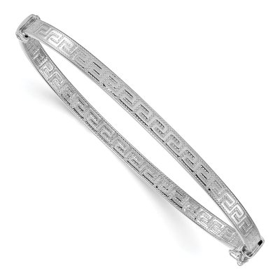 Sterling Silver Greek Key Hinged Bangle Bracelet