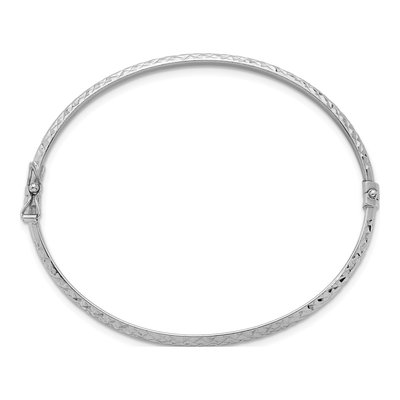 Sterling Silver Diamond-Cut Hinged Bangle Bracelet – view 3