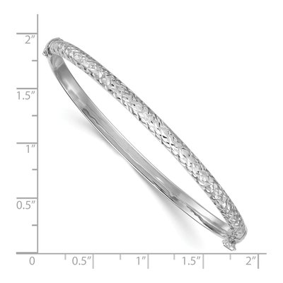 Sterling Silver Diamond-Cut Hinged Bangle Bracelet – view 4