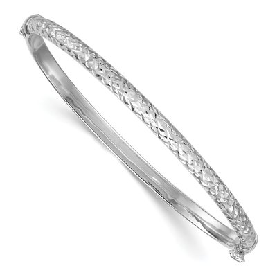 Sterling Silver Diamond-Cut Hinged Bangle Bracelet