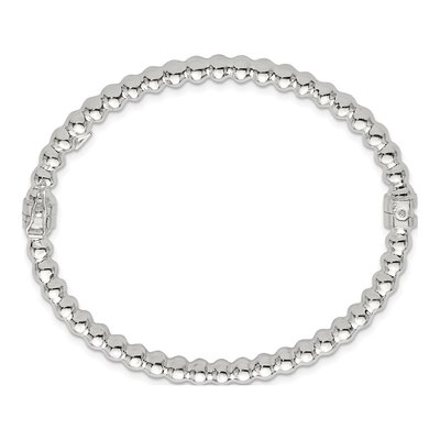Sterling Silver Beaded Hinged Bangle Bracelet – view 3