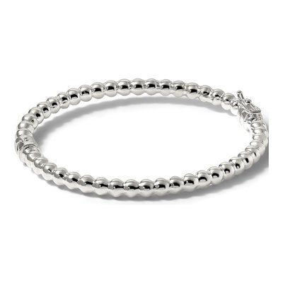 Sterling Silver Beaded Hinged Bangle Bracelet – view 5