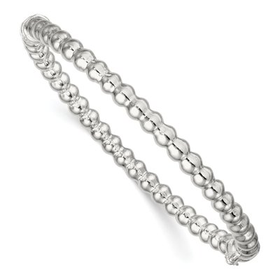 Sterling Silver Beaded Hinged Bangle Bracelet