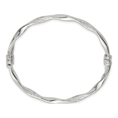 Sterling Silver Twisted Hinged Bangle Bracelet – view 3
