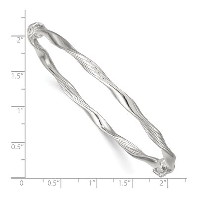 Sterling Silver Twisted Hinged Bangle Bracelet – view 4