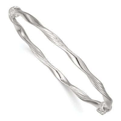 Sterling Silver Twisted Hinged Bangle Bracelet
