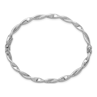 Sterling Silver Twisted Hinged Bangle Bracelet – view 3