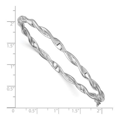 Sterling Silver Twisted Hinged Bangle Bracelet – view 4