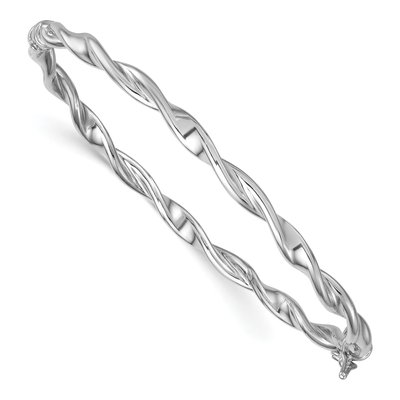 Sterling Silver Twisted Hinged Bangle Bracelet