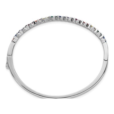 Sterling Silver Crystal Rainbow Hinged Bangle Bracelet – view 3
