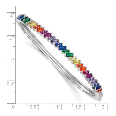 Sterling Silver Crystal Rainbow Hinged Bangle Bracelet – view 4