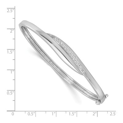 Sterling Silver CZ Hinged Bangle Bracelet – view 4