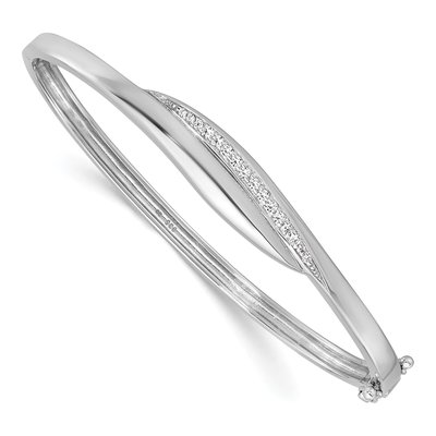 Sterling Silver CZ Hinged Bangle Bracelet