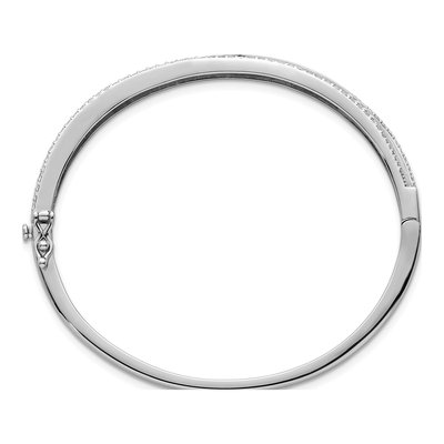 Sterling Silver CZ Hinged Bangle Bracelet – view 3