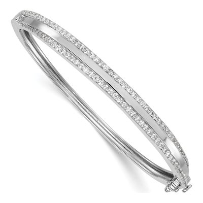 Sterling Silver CZ Hinged Bangle Bracelet