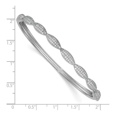 Sterling Silver CZ Hinged Scalloped Bangle Bracelet – view 4