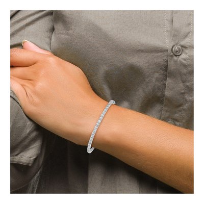 Sterling Silver CZ Hinged Bangle Bracelet – view 5
