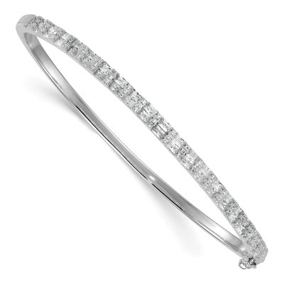 Sterling Silver CZ Hinged Bangle Bracelet