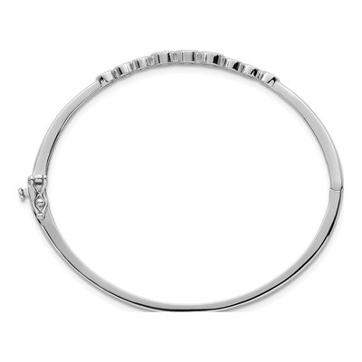 Sterling Silver CZ Bezel-Set Hinged Bangle Bracelet – view 3