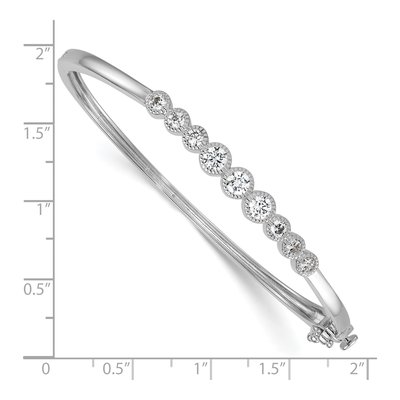 Sterling Silver CZ Bezel-Set Hinged Bangle Bracelet – view 4