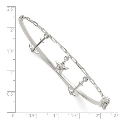 Sterling Silver Anchor Starfish Bangle Bracelet – view 4