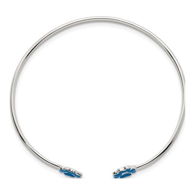 Sterling Silver Girls' Blue Enamel Clover Cuff Bracelet – view 3