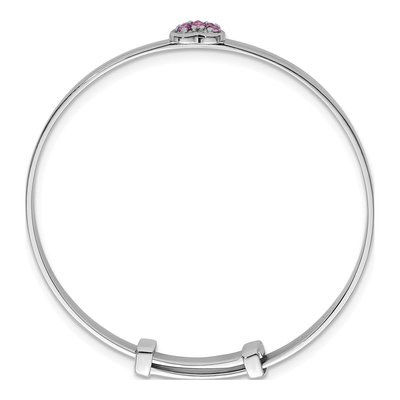 Sterling Silver CZ Girls' Heart Bangle Bracelet – view 3