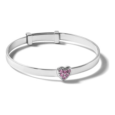 Sterling Silver CZ Girls' Heart Bangle Bracelet – view 5